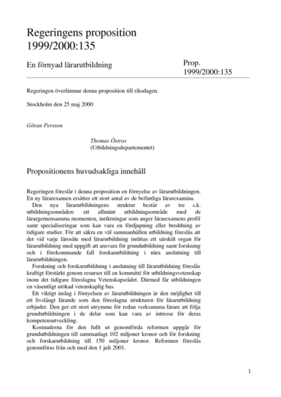 Omslaget till prop. 1999/2000:135