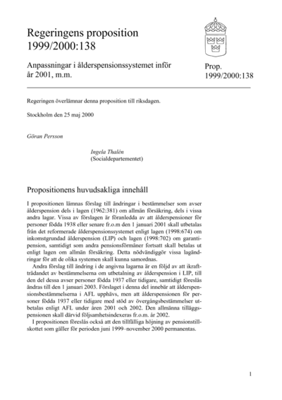 Omslaget till prop. 1999/2000:138