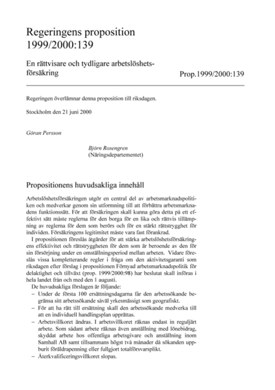 Omslaget till prop. 1999/2000:139