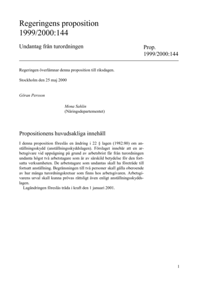 Omslaget till prop. 1999/2000:144
