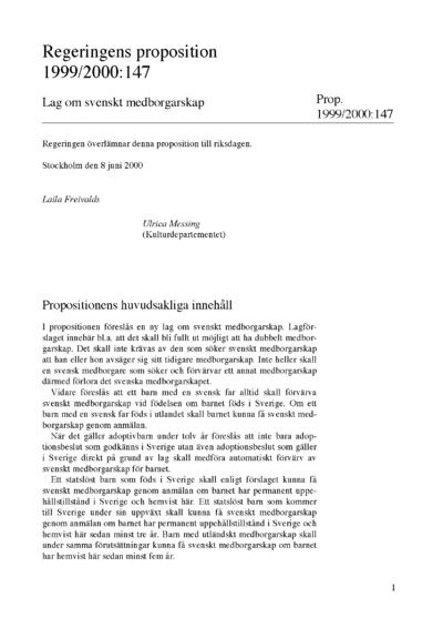 Omslaget till prop. 1999/2000:147
