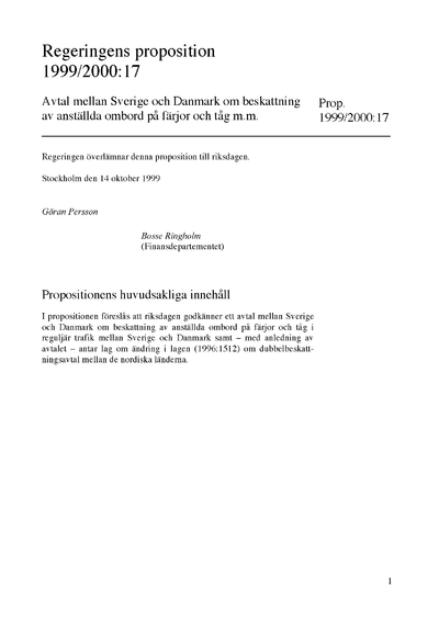Omslaget till prop. 1999/2000:17