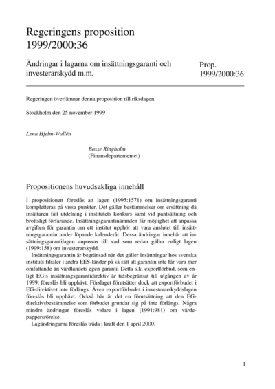 Omslaget till prop. 1999/2000:36