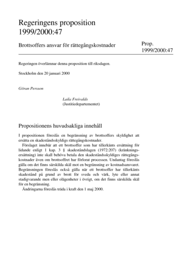 Omslaget till prop. 1999/2000:47