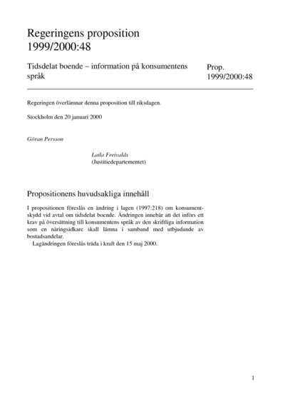 Omslaget till prop. 1999/2000:48