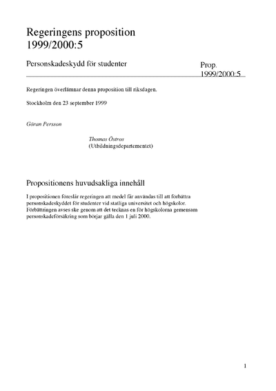 Omslaget till prop. 1999/2000:5