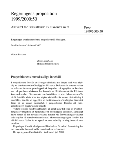 Omslaget till prop. 1999/2000:50