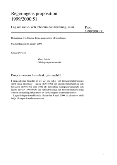 Omslaget till prop. 1999/2000:51