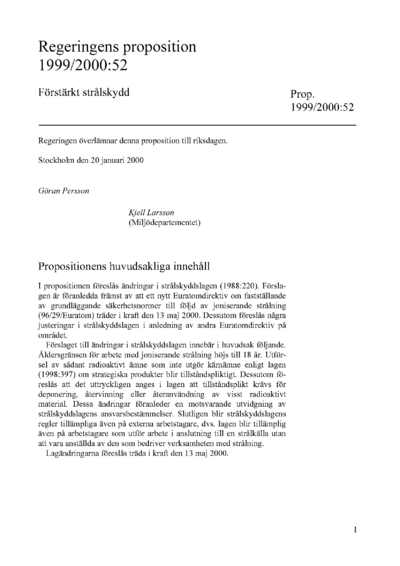 Omslaget till prop. 1999/2000:52