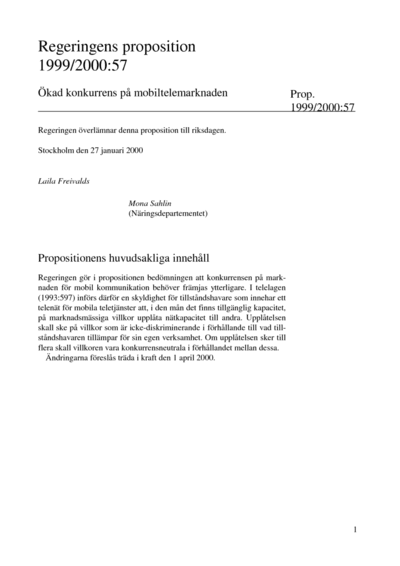 Omslaget till prop. 1999/2000:57