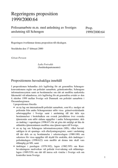 Omslaget till prop. 1999/2000:64