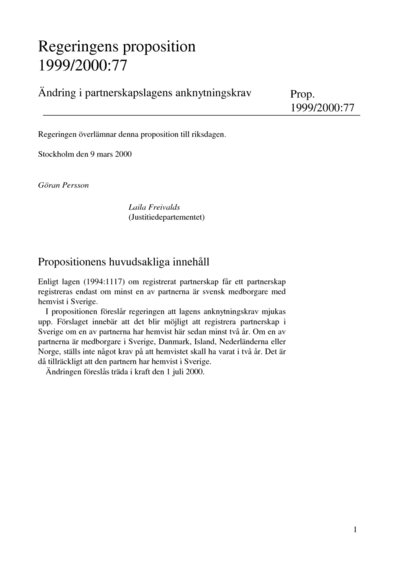 Omslaget till prop. 1999/2000:77