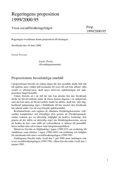 Omslaget till prop. 1999/2000:95