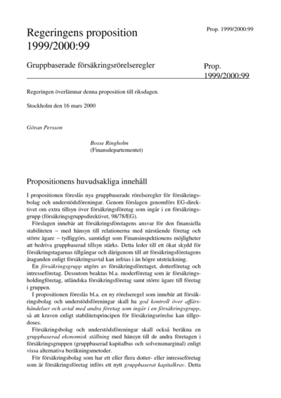 Omslaget till prop. 1999/2000:99