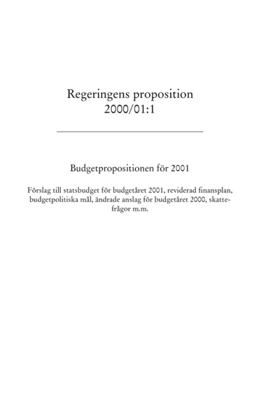 Omslaget till prop. 2000/01:1