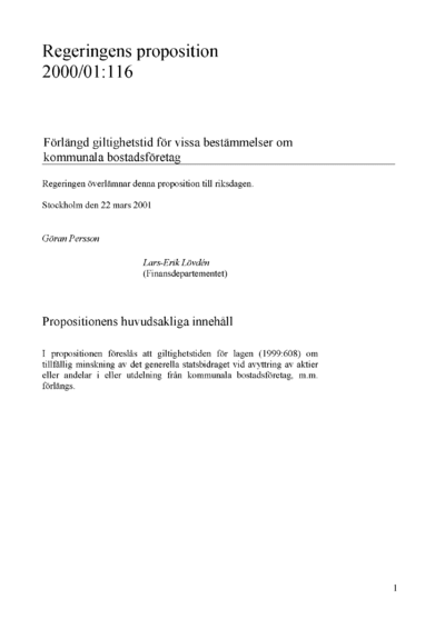 Omslaget till prop. 2000/01:116