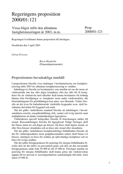 Omslaget till prop. 2000/01:121