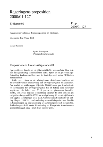 Omslaget till prop. 2000/01:127