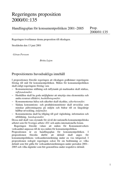 Omslaget till prop. 2000/01:135