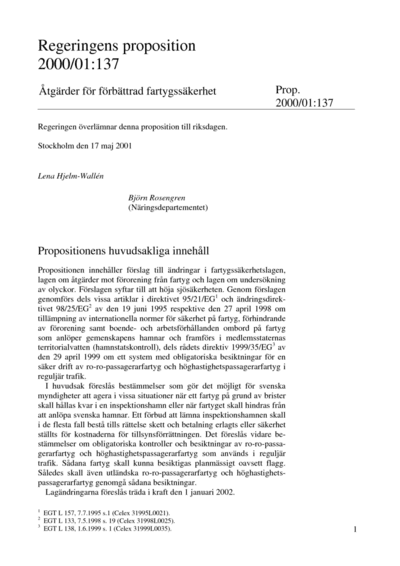 Omslaget till prop. 2000/01:137