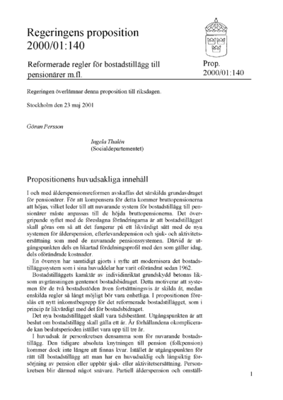 Omslaget till prop. 2000/01:140