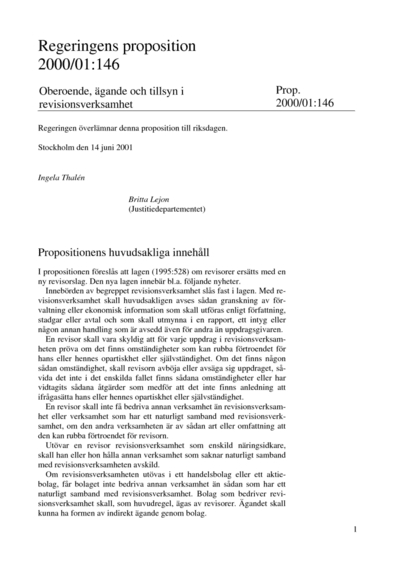Omslaget till prop. 2000/01:146