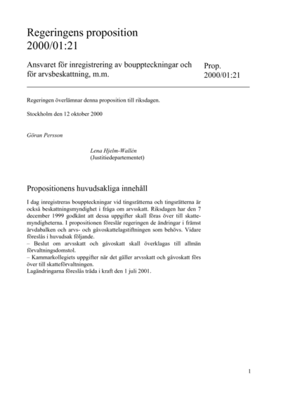 Omslaget till prop. 2000/01:21