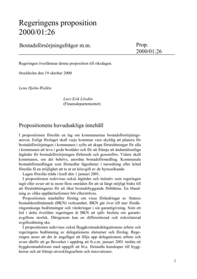Omslaget till prop. 2000/01:26