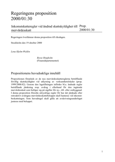 Omslaget till prop. 2000/01:30