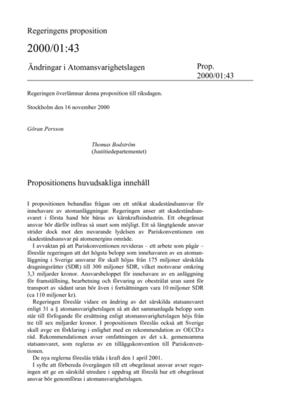 Omslaget till prop. 2000/01:43