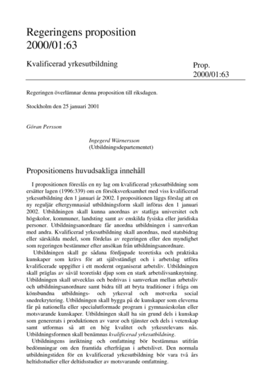 Omslaget till prop. 2000/01:63