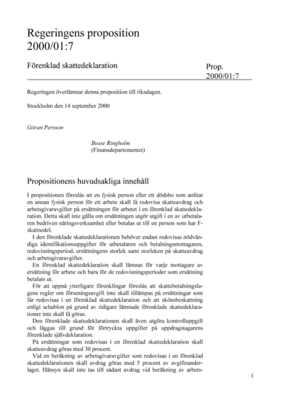 Omslaget till prop. 2000/01:7