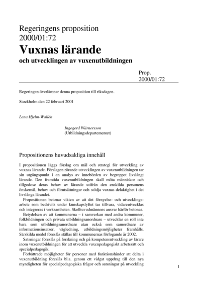 Omslaget till prop. 2000/01:72