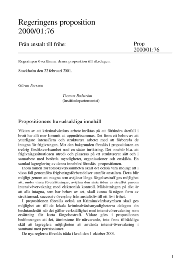 Omslaget till prop. 2000/01:76