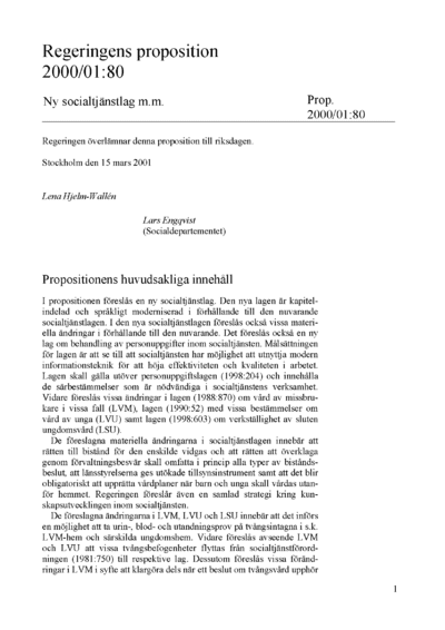 Omslaget till prop. 2000/01:80