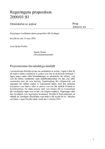 Omslaget till prop. 2000/01:81