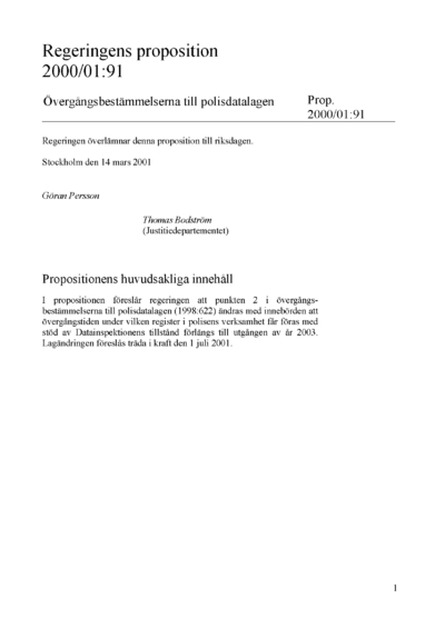 Omslaget till prop. 2000/01:91