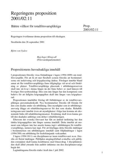 Omslaget till prop. 2001/02:11