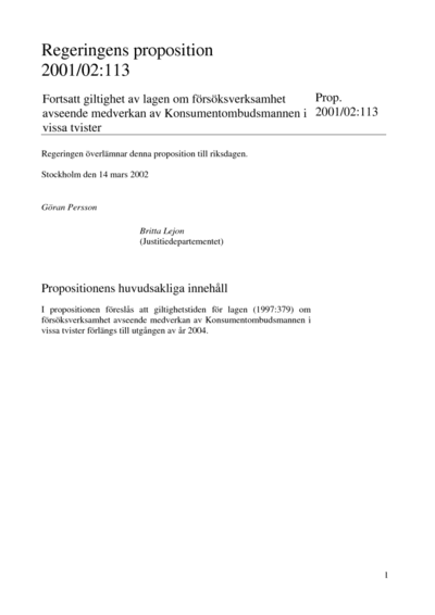 Omslaget till prop. 2001/02:113