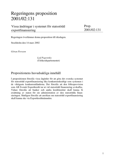 Omslaget till prop. 2001/02:131