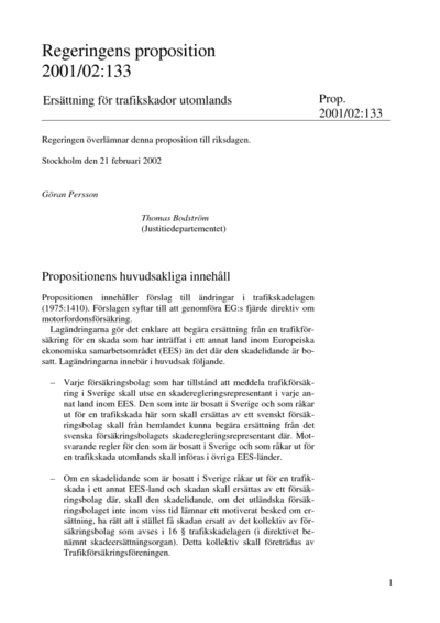 Omslaget till prop. 2001/02:133