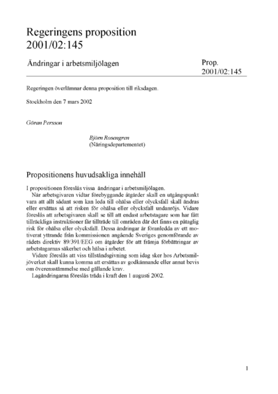 Omslaget till prop. 2001/02:145
