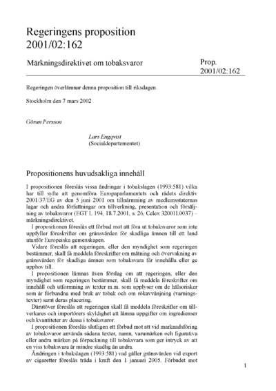 Omslaget till prop. 2001/02:162