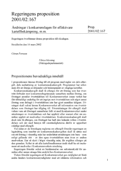 Omslaget till prop. 2001/02:167