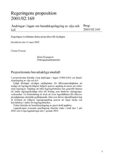 Omslaget till prop. 2001/02:169