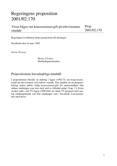 Omslaget till prop. 2001/02:170