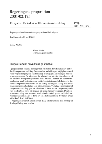 Omslaget till prop. 2001/02:175