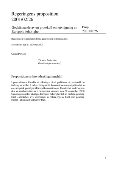 Omslaget till prop. 2001/02:26