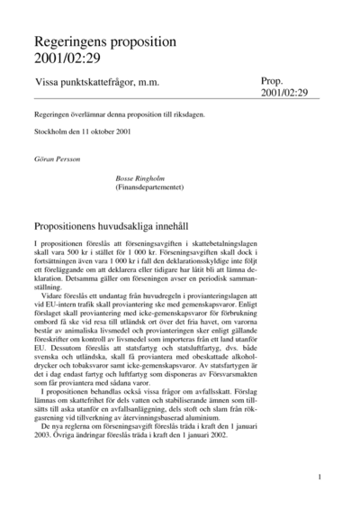 Omslaget till prop. 2001/02:29