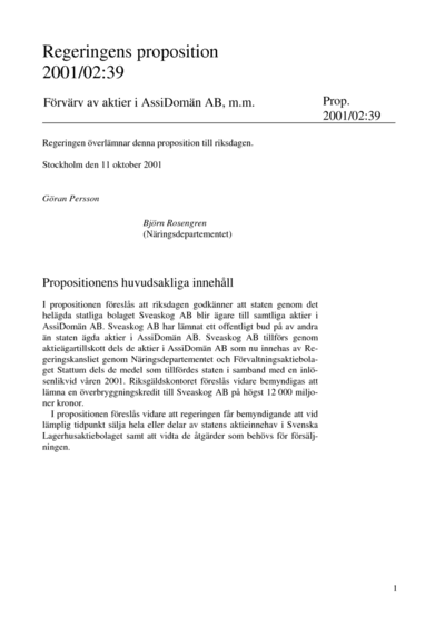 Omslaget till prop. 2001/02:39
